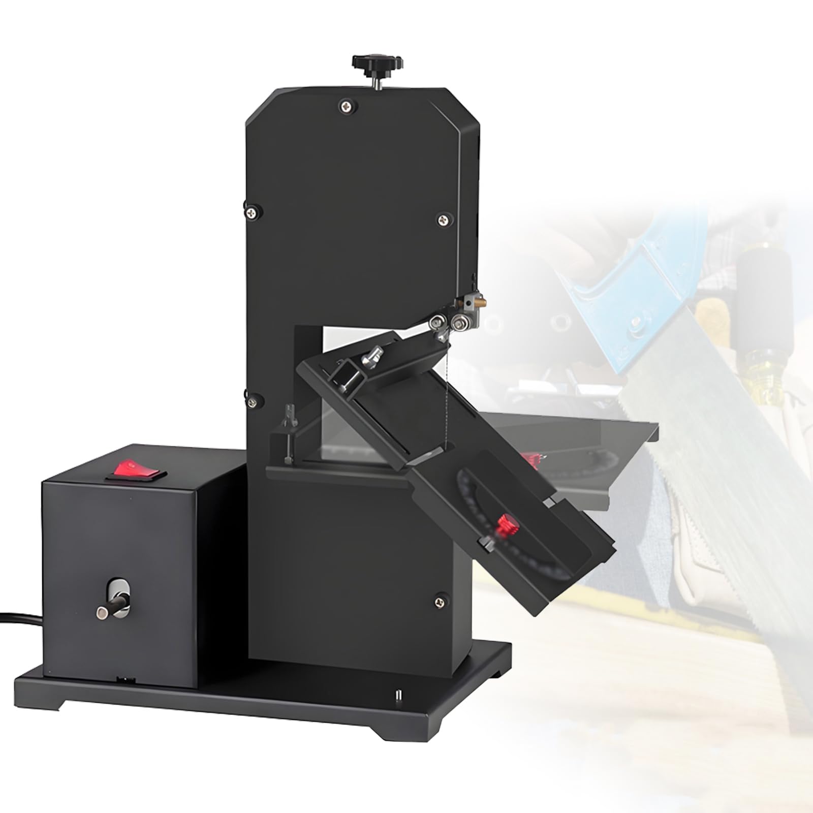 Mini-Bandsäge, 4-in-1-Tischsägen für Heimwerkerarbeiten, Schneiden, Polieren und Schleifen, elektrische Tischsägen, kleines Heimwerker-Schneidwerkzeug für den Haushalt – 70 mm Schnitthöhe