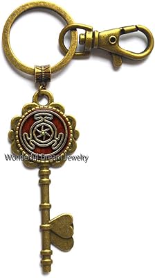 Wheel of Hecate Symbol Jewelry Glass Cabochon Key Keychain,Handmade Jewelry,Bridesmaid Jewelry Unique Jewelryï¼ŒPU117 (Brass)