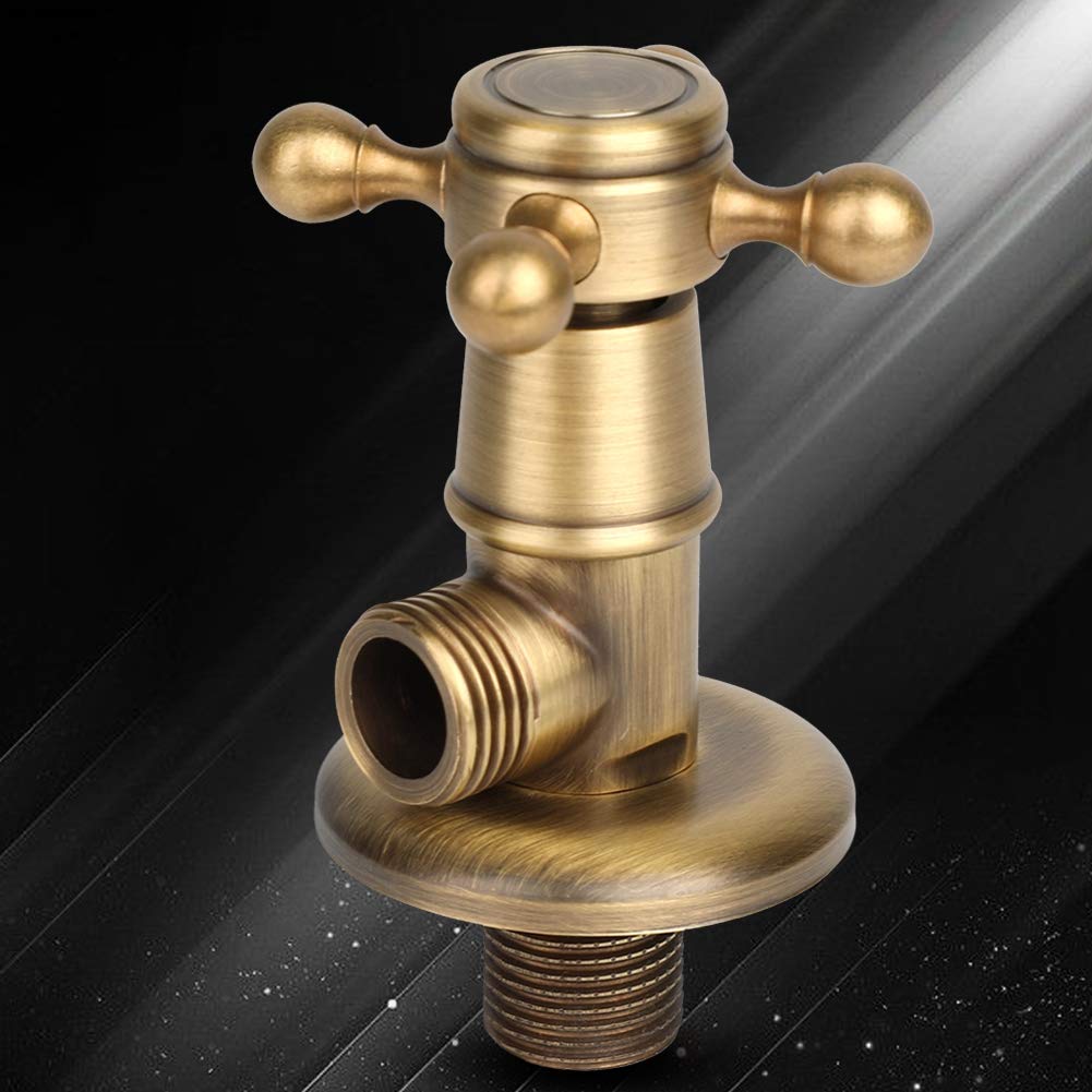 Fdit Salle De Bains en Laiton Triangle Valve 1/2G Matériel De Toilette Vintage Golden Angle Valve Européenne Matériel Universel Antique Angle Valve