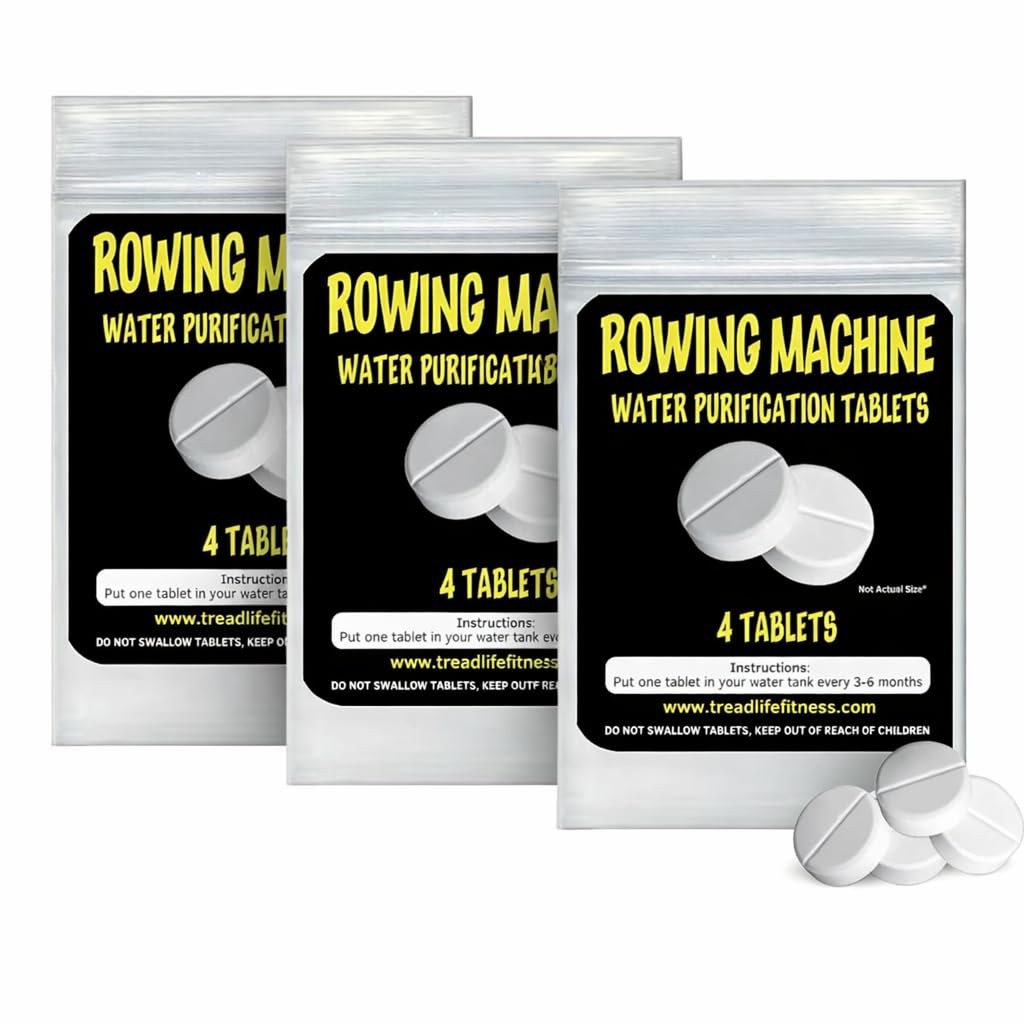 Rowing Machine Water Purification Tablets | Universal Water Rowing Machine Tank Cleaner | Safe, Eco-Friendly Formula | 4 Tablets (3-Pack)