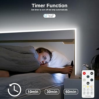 Wefomey COB LED Strip Light with Remote, 20M Dimmable 6500K Super Bright Daylight White Led Lights Strip, 24V Flexible LED Tape Light for Bedroom, Kitchen, DIY Lighting (2 Rolls of 10M) [Energy Class E]