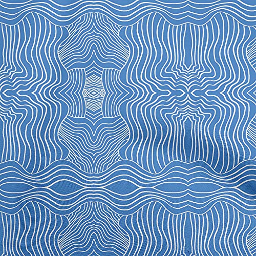 oneOone Velvet Blue Fabric Moire DIY Clothing Quilting Fabric Print Fabric By Yard 58 Inch Wide