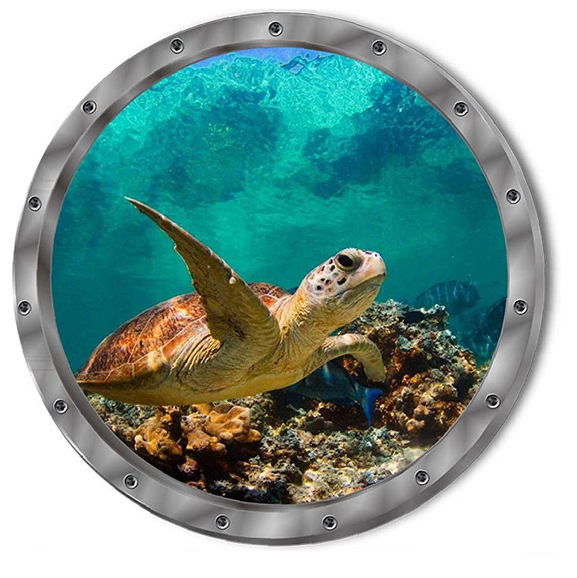 PiniceCore Fish Ocean View Windows Wall Door Stickers for Washing Machine Door Decor Wall Decal