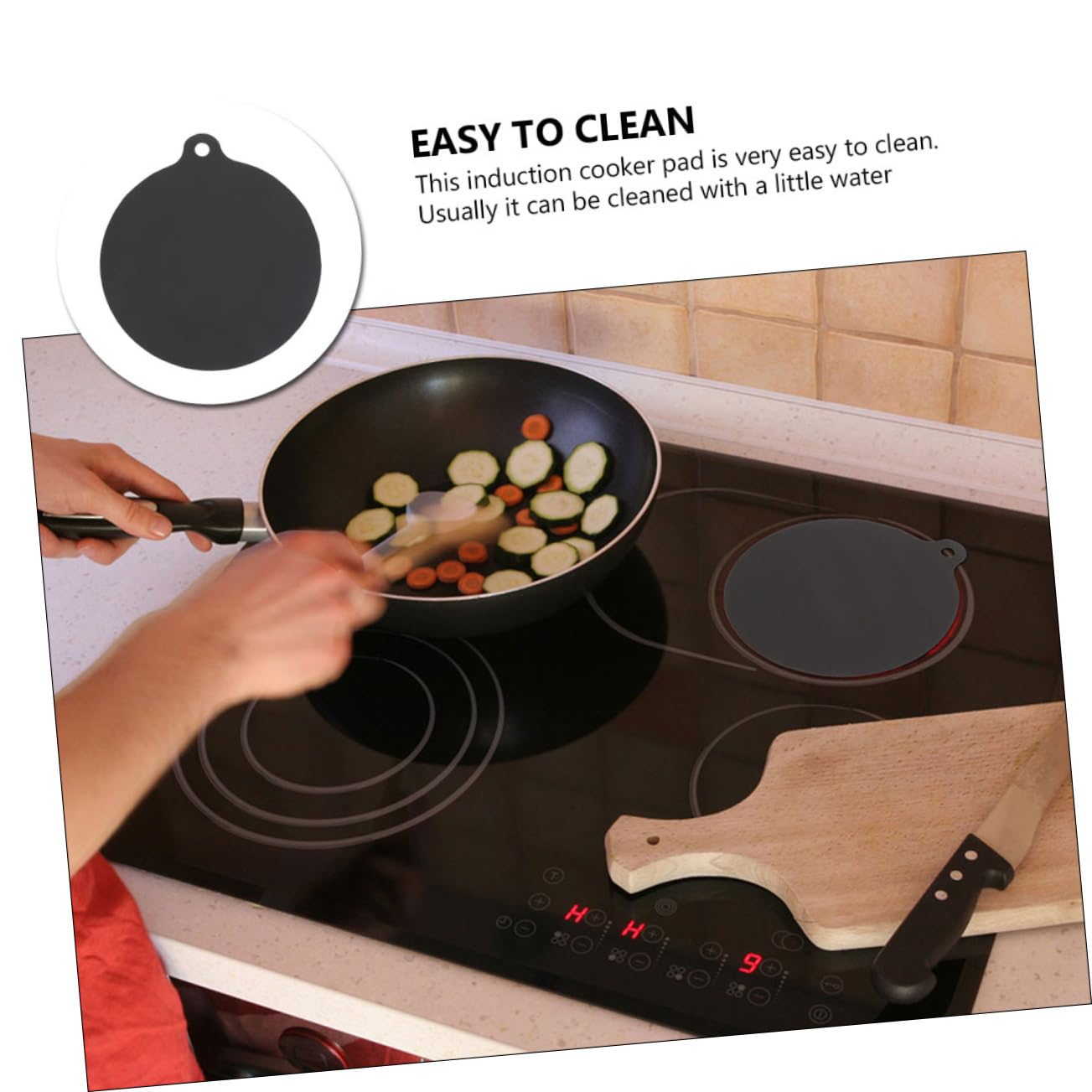 BESTYASH Alfombrilla Protectora de Silicona Negra para Cocina de Inducción, Aislante Térmico, Antideslizante, Fácil de Limpiar y Conveniente para Uso Doméstico