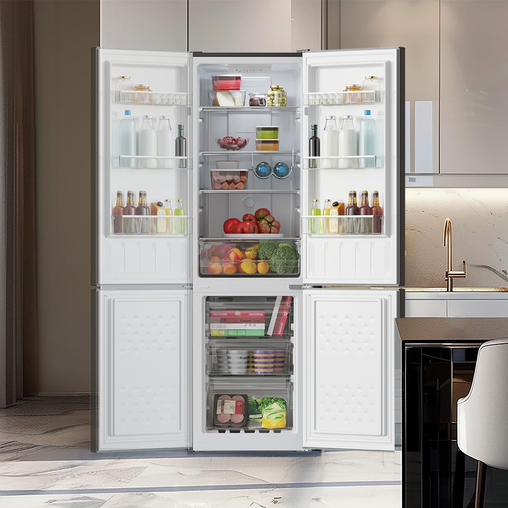 Cecotec Kühl-Gefrierkombination Bolero CoolMarket Combi 250 Dark D. Inverter Plus Kompressor, Dunkler Edelstahl 180X55Cm, 250L, No Frost, Klasse D, Multi Air Flow, Fast Cooling, Humidity Box Schublade