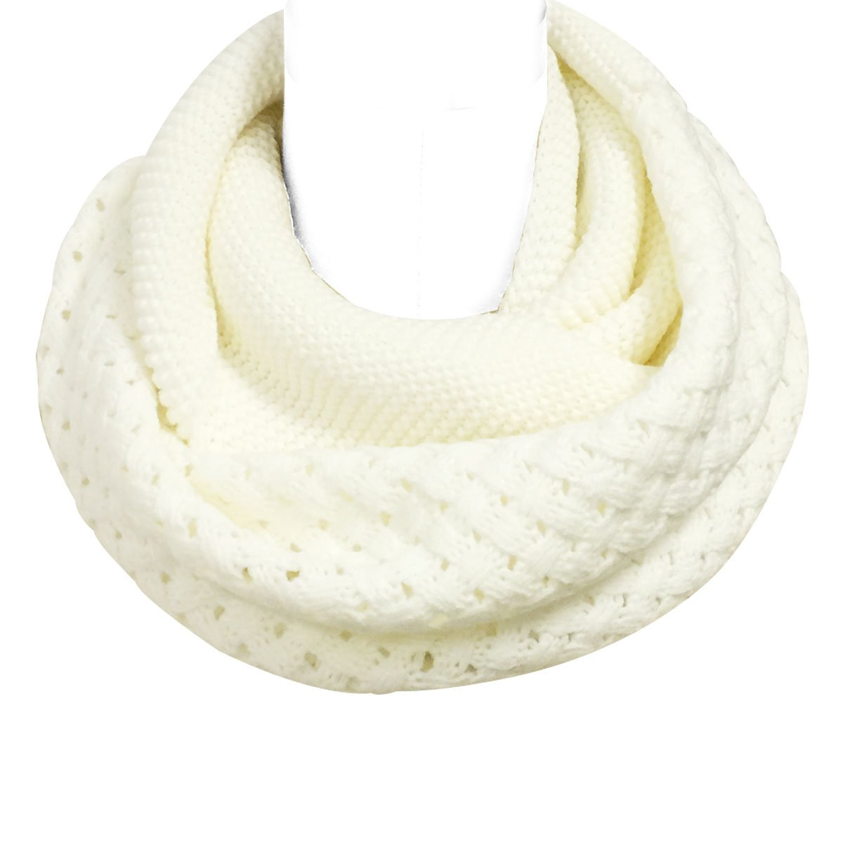 Wrapables Trendy Winter Warm Knit Infinity Scarf, White