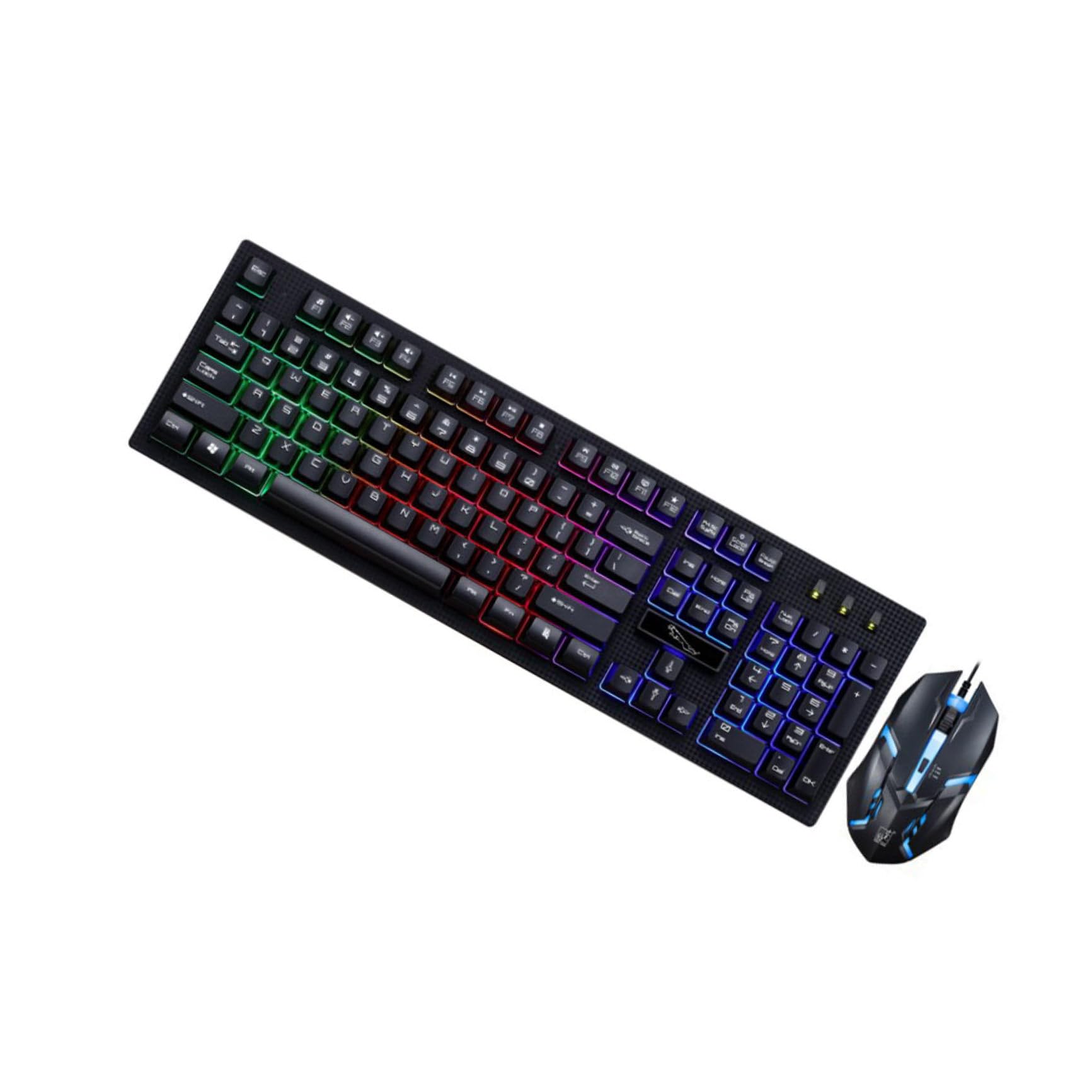 Kit Clavier et Souris de Jeu Filaire 104 Touches, Lumineux Noir