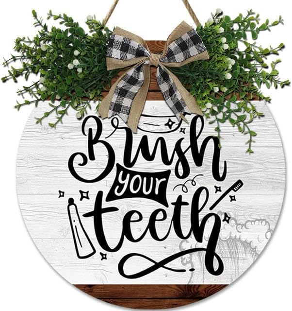 Letrero de madera para baño con reglas de baño, placa de madera para colgar en la pared, rústico, para el hogar, casa de campo, porche, decoración y