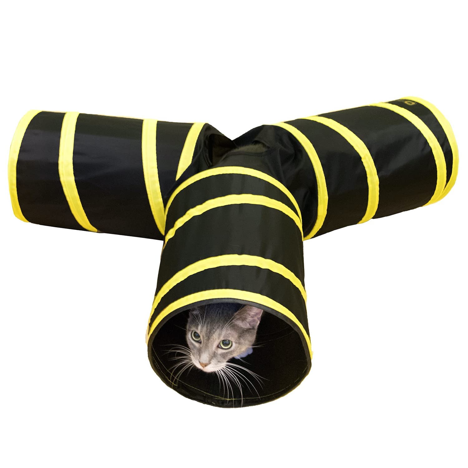 Túneles de gato de 1 vía para gatos de interior con juguete arrugado para gatos - rosa