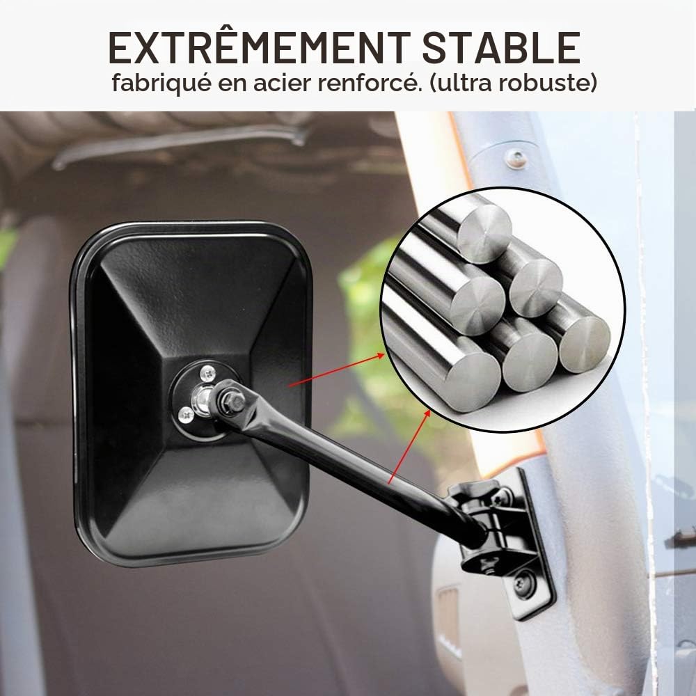 Rétroviseurs latéraux Rétroviseurs 4x4 pour rétroviseurs Tout-Terrain à Ouverture Rapide pour Jeep Wrangler