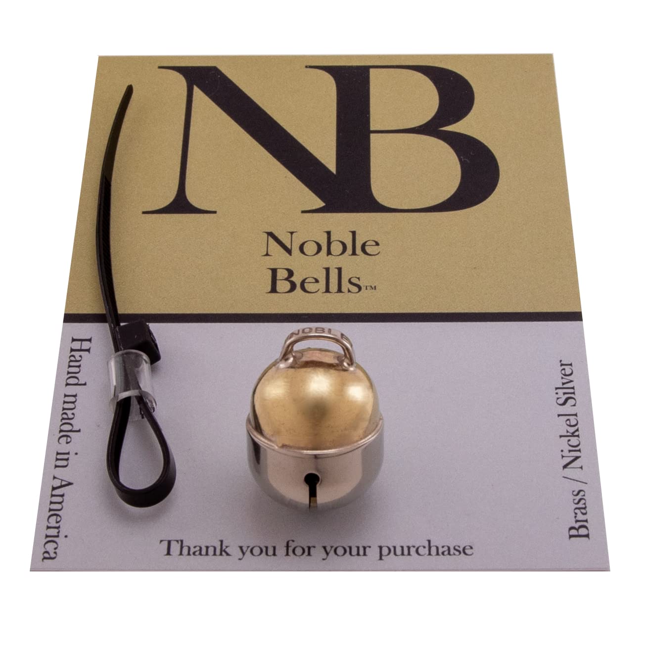 Noble Bells - Handmade in USA, Extra Loud Multifaceted Clacker, Collar Bell for Cats and Dogs, Premium Brass and Nickel Silver