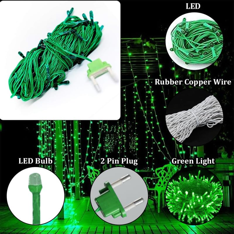 Image of Desidiya 12 Meter (39Ft) LED Rice String Lights - Green Fancy Decorative Fairy Lights for Indoor Outdoor Use, Bedroom, Wedding & Festival Ambience Pack of 6