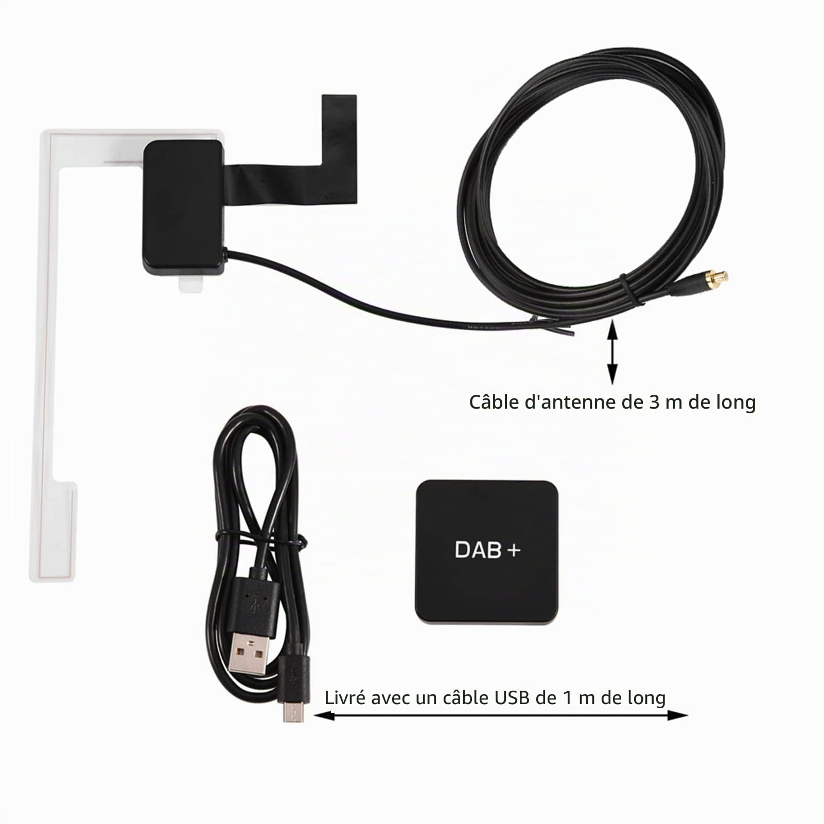 Boîtier Radio DAB + pour Voiture avec Antenne, Kit Adaptateur Récepteur Radio Numérique, Compatible pour Android 5.1 et Versions Ultérieures