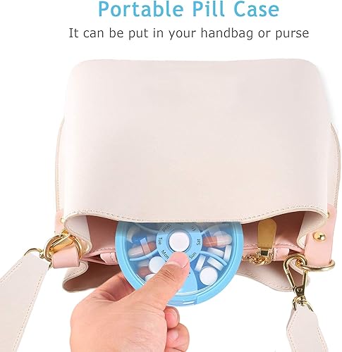 Miniatura 6 de Pastillero organizador de pastilleros de viaje, semanal, lindo, redondo, pastillero, contenedor de pastillas, portátil, organizador de medicamentos