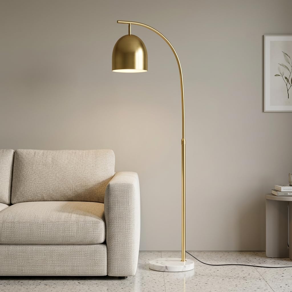 Decart Floor Lamp 3-Color CCT (Warm + Natural + Cold White) Arc Gold Metal with Marble Base | Standing Lamp for Living Room Bedroom | E27-picture-10