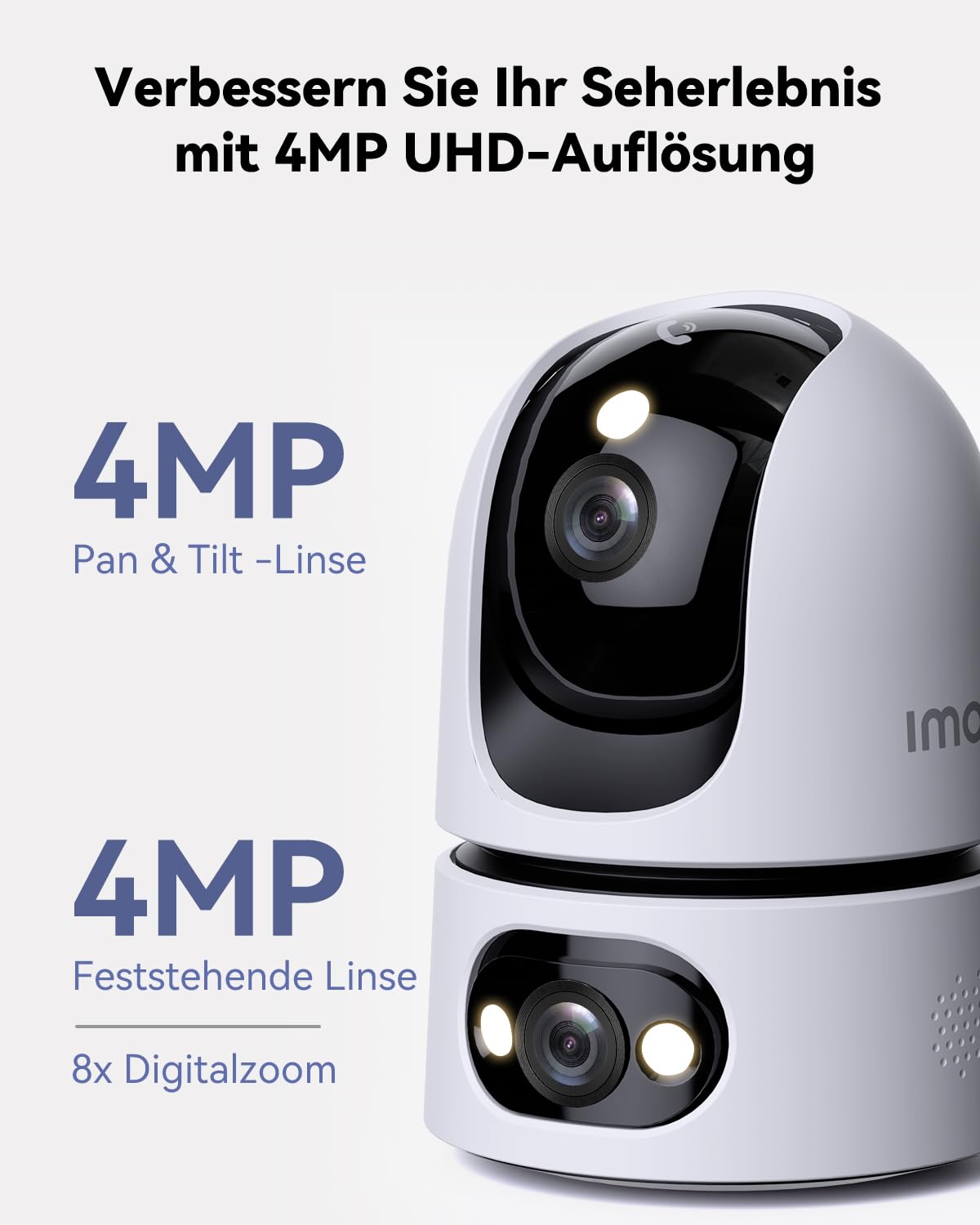 Imou 4MP+4MP Dual Kameras Überwachungskamera Innen mit 2.4/5GHz WLAN, KI-Person/Haustiererkennung, 360° PTZ WLAN Indoor Hunde Kamera, Farbnachtsicht, Smart Tracking, 2-Wege-Audio, Sirene, Modus Privat