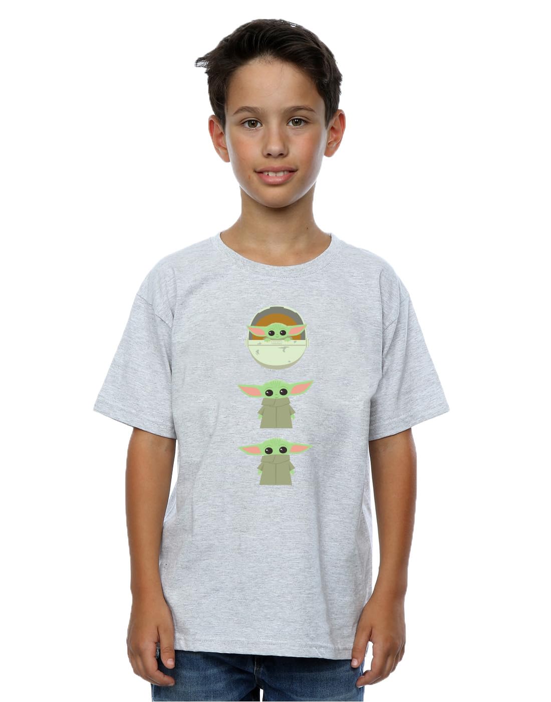 Absolute Cult Boys Sport Grey Star Wars The Mandalorian The Child Posing T-Shirt 9-11 Years