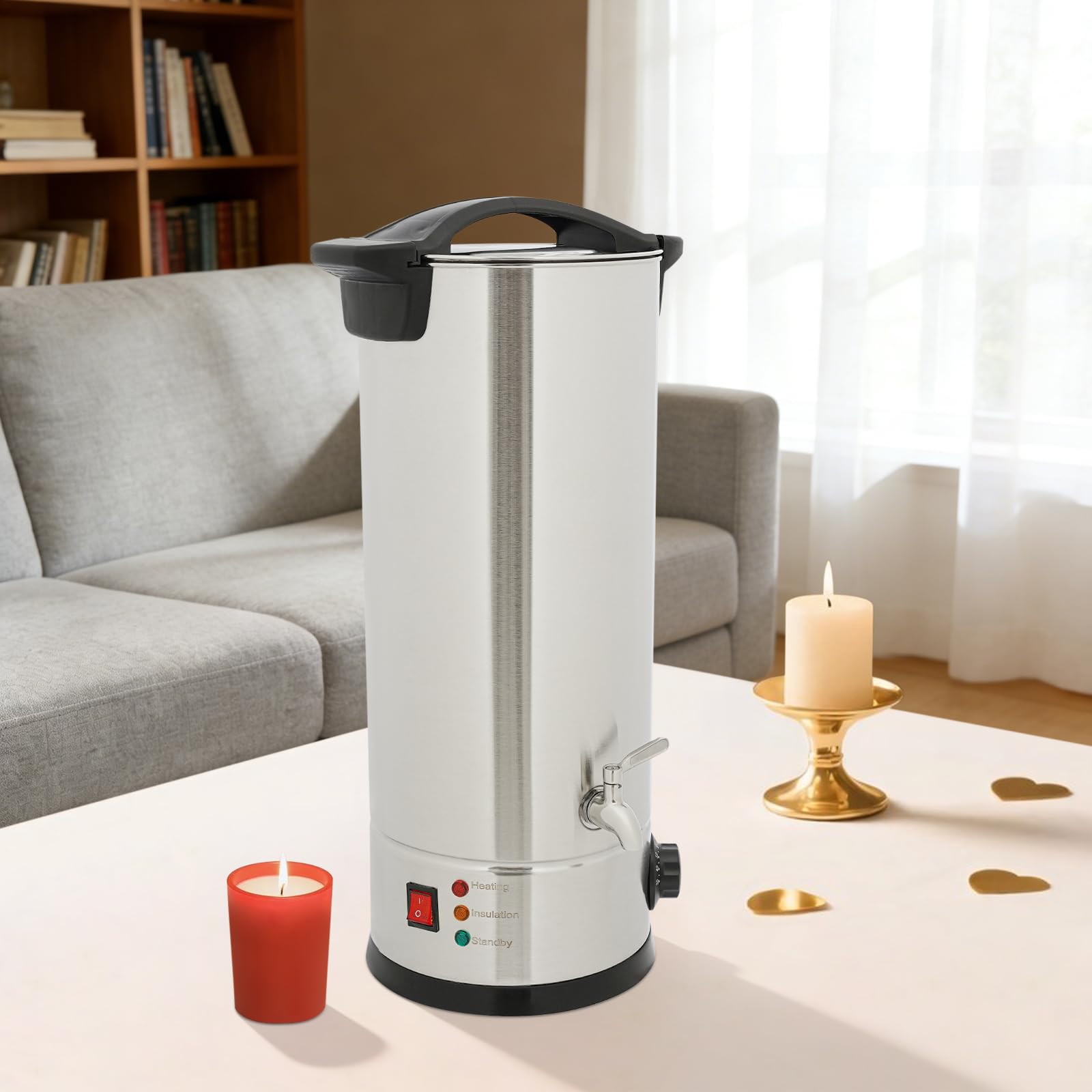 Wachsschmelzer 9 L, 1800 W, mit Temperaturregler und beheiztem Hahn | Aus Edelstahl 304 und PP, 0 bis 110 °C, für Sojawachs, Bienenwachs, Paraffinwachs, Kokoswachs, Seife und Kosmetik
