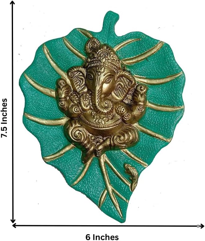 Craft Trade Ganesha Wall Decor - Living Room Metal Wall Hanging Show Pieces for Home Decor - Vastu Items for Home for Good Luck - 7.5x6 Inches (Lighr Green)