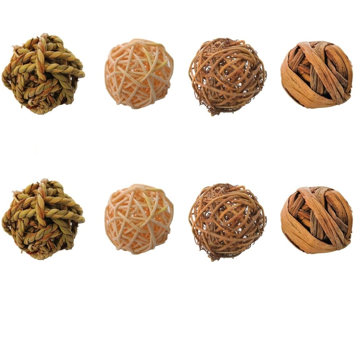 Juguete Natural for hámster, pequeño Animal, Juguete masticable, for, Conejo, pájaro, Loro, Bolas de ratán, 8 Unidades
