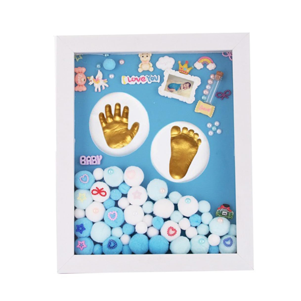 Kit Cornice per Foto Impronte Mani e Piedi Ragazzo Ragazza, Set Ricordo Shower Maschietto, Materiale Acrilico Resistente, Confezione Regalo per Genitori e Nonni