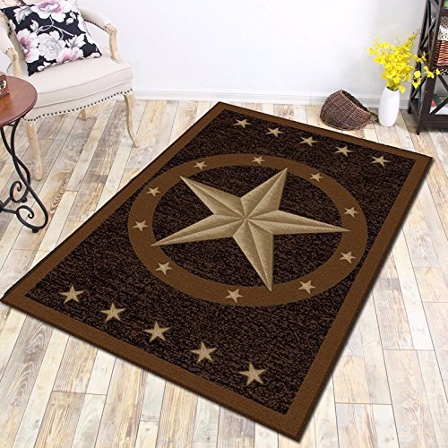 Furnish my Place 800 Texas Star Cowboy Area Kids Rug for Playroom, Bathroom & Kindergarten Classroom, Floor Mat, Texas Western Star Rustic, Multicolor (3'3