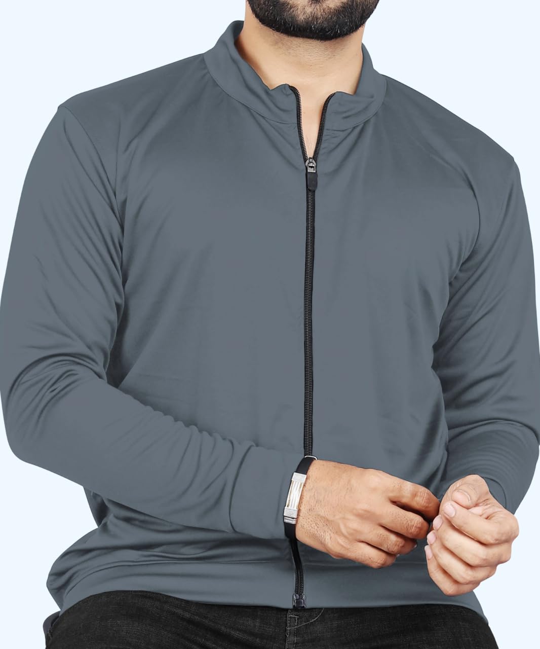 Men Stylish Polyester Track Jacket Solid Sports wear jacket Long Sleeves Full Zip with Pocket Gym, Running & Casual Wear-picture-14