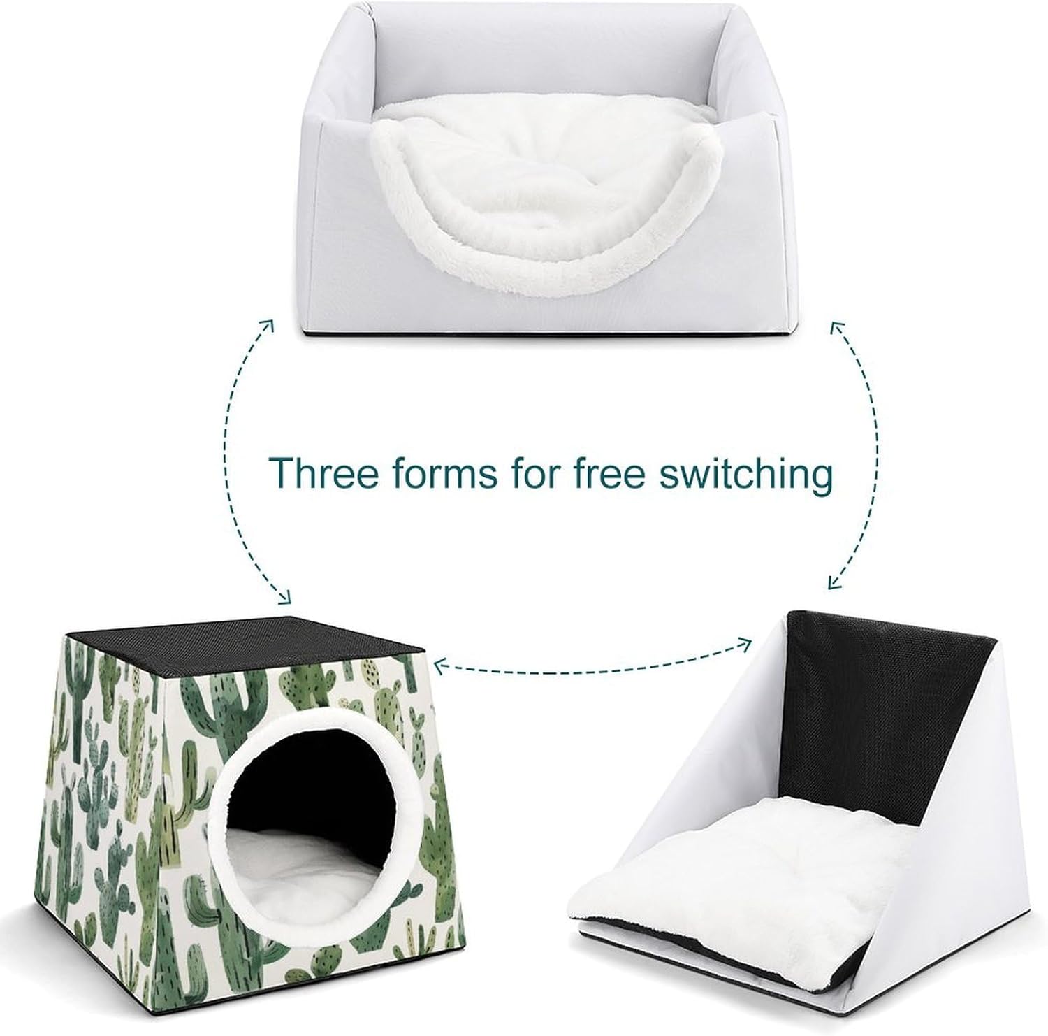 Pet Sleeping Nest Bed, Light Cactus Pattern Printed Dog House Cat Nest, Winter Pet House are Suitable for Most Cats, Dogs, and Other Small Pets
