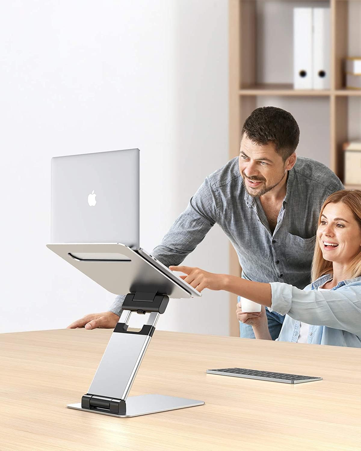 Top Brands Nulaxy Laptop Stand, Ergonomic Sit to Stand Laptop Holder Convertor, Adjustable Height from 2.1 to 13.8, Supports up to 22lbs, Compatible with MacBook, All Laptops Tablets 11-17 - Silver