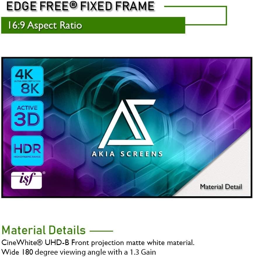 Miniatura 2 de Akia Screens Pantalla de proyector de marco fijo sin bordes de 145 pulgadas, 145 pulgadas, diagonal 169 8K 4K Ultra HD 3D Ready CINEWHITE UHD-B,