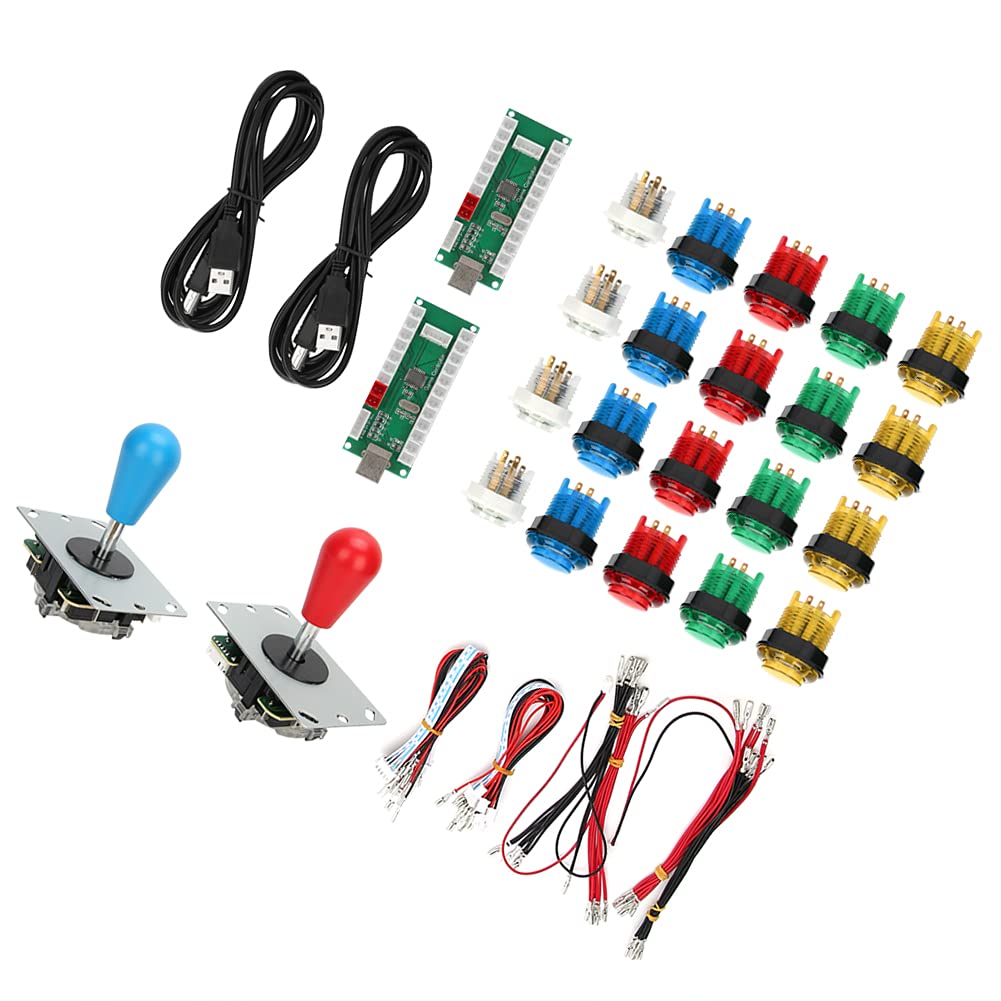 Qcwwy Wysoka Atrakcja Gra dla Dzieci Rocker Gra Rocker Akcesoria dla Majsterkowiczów Kolorowe Podświetlane Diody LED Przyciski Kontroler Interfejsu Zgodny z Systemem Przycisk Home Fighting Stick