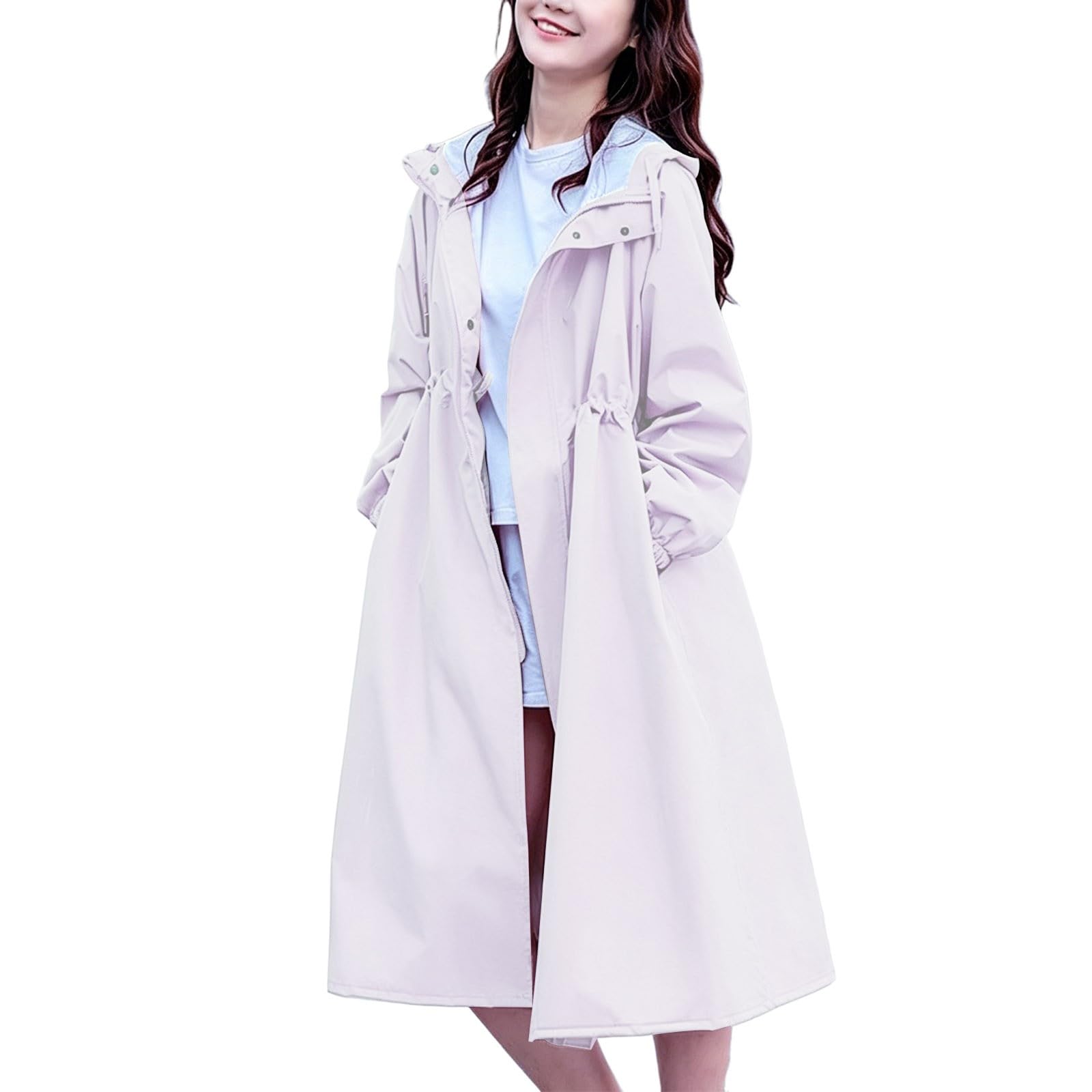 Genérico Cortavientos Impermeable Mujer-Impermeable Ligero De Estilo Largo Para Adultos Ideal Para Senderismo Al Aire Libre