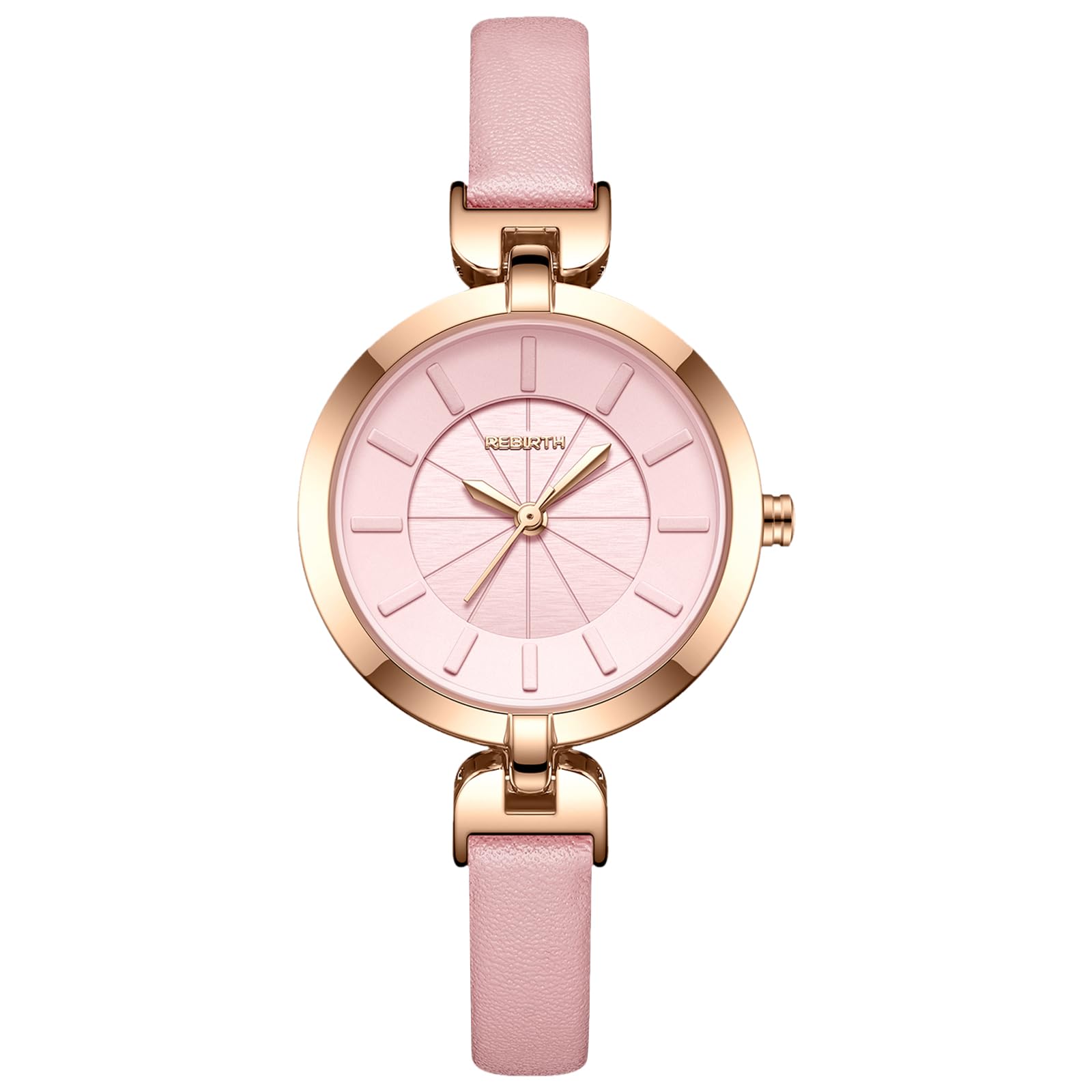 OIDEA Damen Armbanduhr Leder Schmal: Ultradünn Echtleder Armband Damenuhr Analog Quarz Elegant Uhr mit Stundenskala Zifferblatt Elegant Geschenk für Frauen Rosa Braun Schwarz