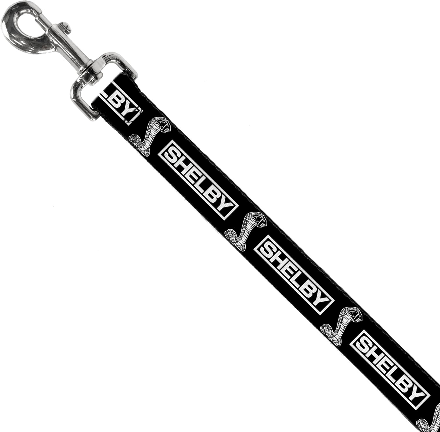 Carroll Shelby Pet Leash, Dog Leash, Shelby Box Logo and Super Snake Cobra Black White, 6 Feet Long 1.0 Inch Wide