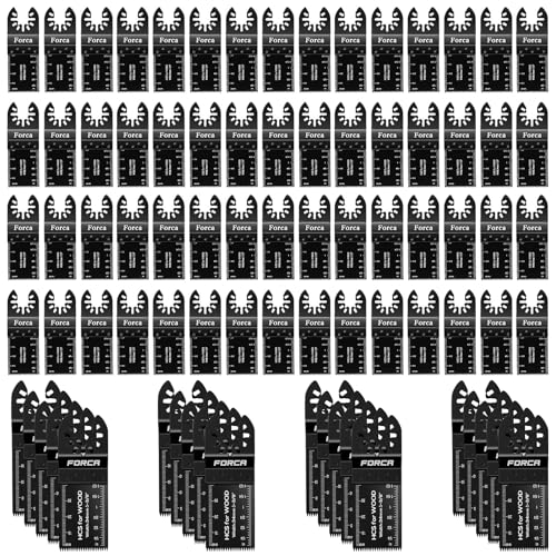 FORCA Multi Tool Blades Kits, 105pcs Universal Oscillating Tools Saw Blades for Wood, Fine Tooth Multitool Blades, Durable High Carbon Steel