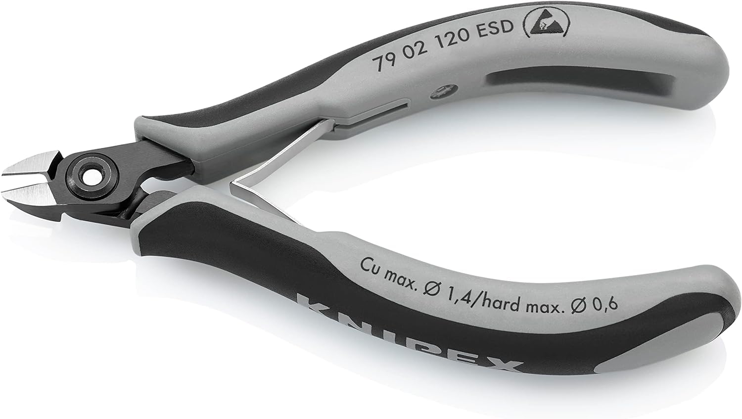 KNIPEX Precyzyjne szczypce tnące boczne dla elektroników ESD z osłonkami wielokomponentowymi 120 mm, 79 02 120 ESD