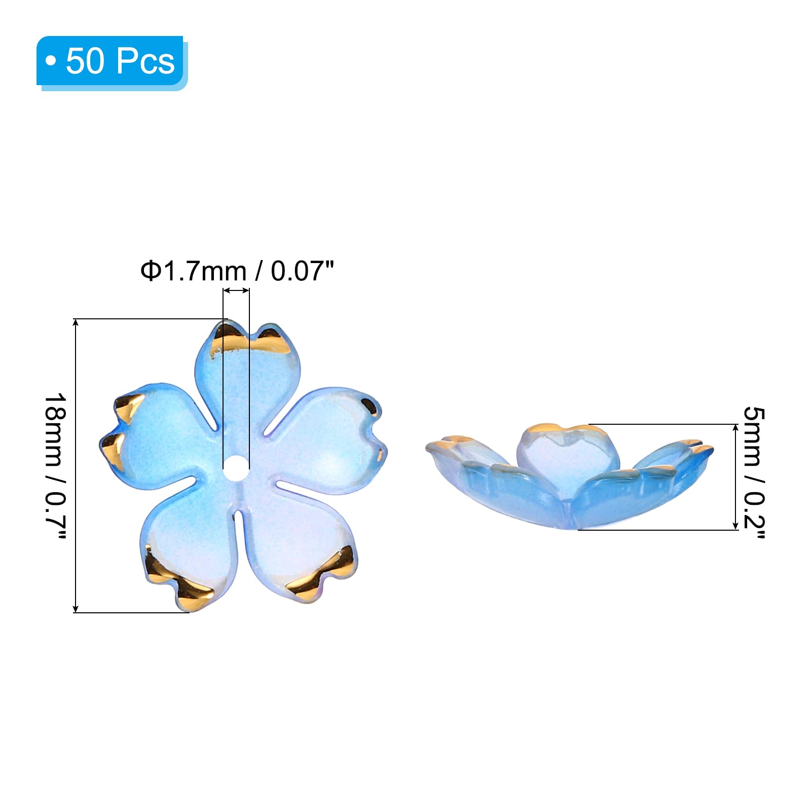 PATIKIL Acrylic Flower Beads, 50 Pcs 18mm Gold-Plated Gradient Cherry Blossom Floral Spacer Beads for Bracelets Earrings - Image 2