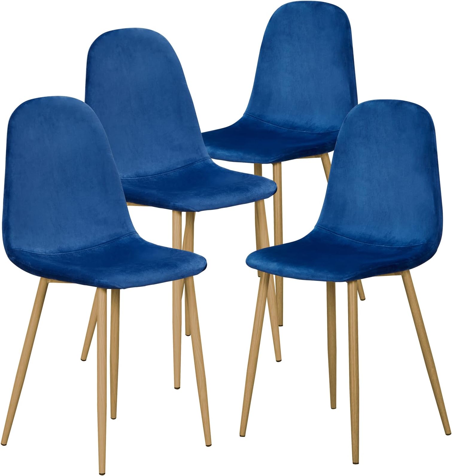 GreenForest Dining Chairs Set of 4 with Velvet Cushion Seat, Dining Kitchen Room Chairs, Mid Century Modern Upholstered Side Chairs with Metal Legs, Navy Blue