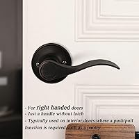 Vista 31 de Probrico 2 Pack Dummy Door Lever - Wave Handle Right Hand, Non-Turning Pull Black, Easy Installation Pull Only Lever Set for Laundry Room, Hallway
