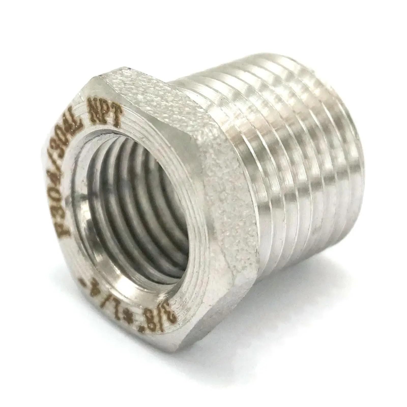 3/8" NPT Male x 1/4" NPT Female 304 Stainless Steel Reducing Bush Forged Pipe Fitting 3000 PSI Water Gas Oil