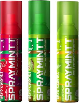 Spraymintt Mouth Freshener | 175+ sprays of instant long lasting with Zero Calories Freshness | Brezeberry flavour + Saunfshiver flavour + Elaichii flavour | 15g - Combo of 3