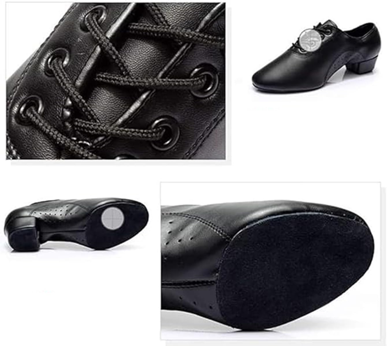 Scarpe da ballo da uomo in pelle nera per salsa jazz tango
