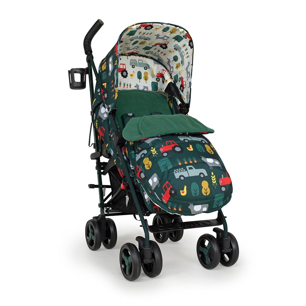 Cosatto Supa 3 Silla de Paseo Ligera, Apta Desde el Nacimiento Hasta Los 25 kg, Plegado Compacto, Cesta Grande y Saco Incluido, Estampado Old Macdonald