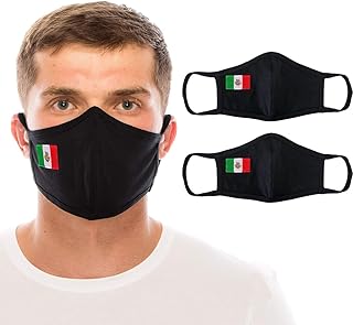 unik Cubrebocas de tela con bandera mexicana bordada en el lateral, paquete de 2, lavable y reutilizable. Unisex, tamaño adulto
