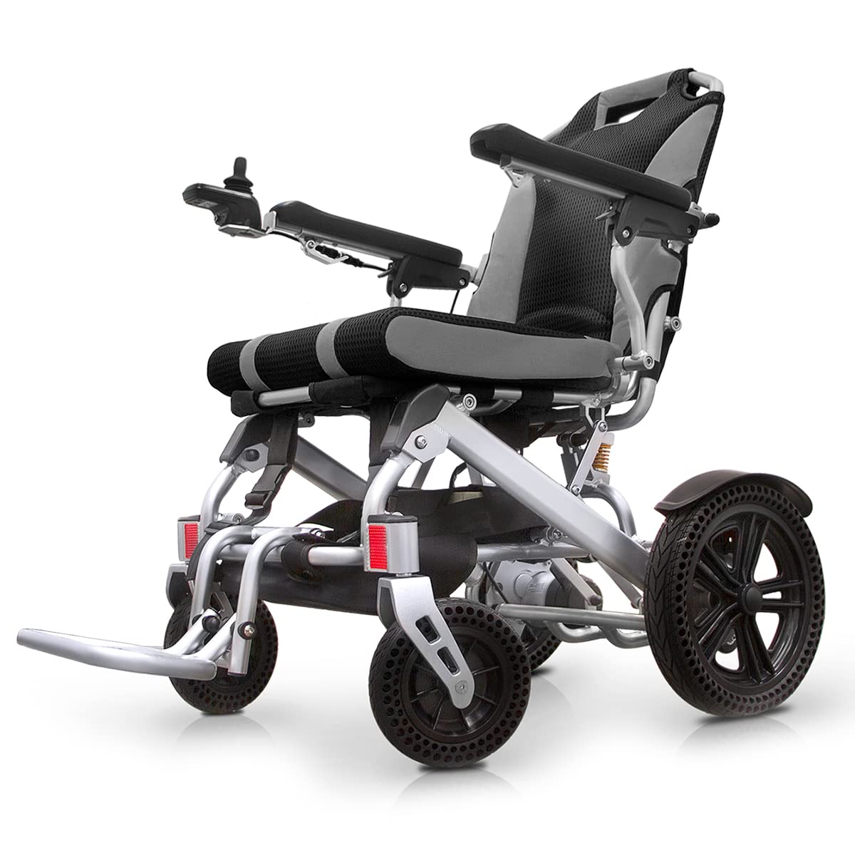 QUIRUMED Silla de ruedas eléctrica EASY PLUS ULTRALIGHT, Plegable, Chasis de aluminio, Mando para diestros y zurdos, Autonomía 18 km, Para mayores, Para minusválidos, Hasta 135 kg