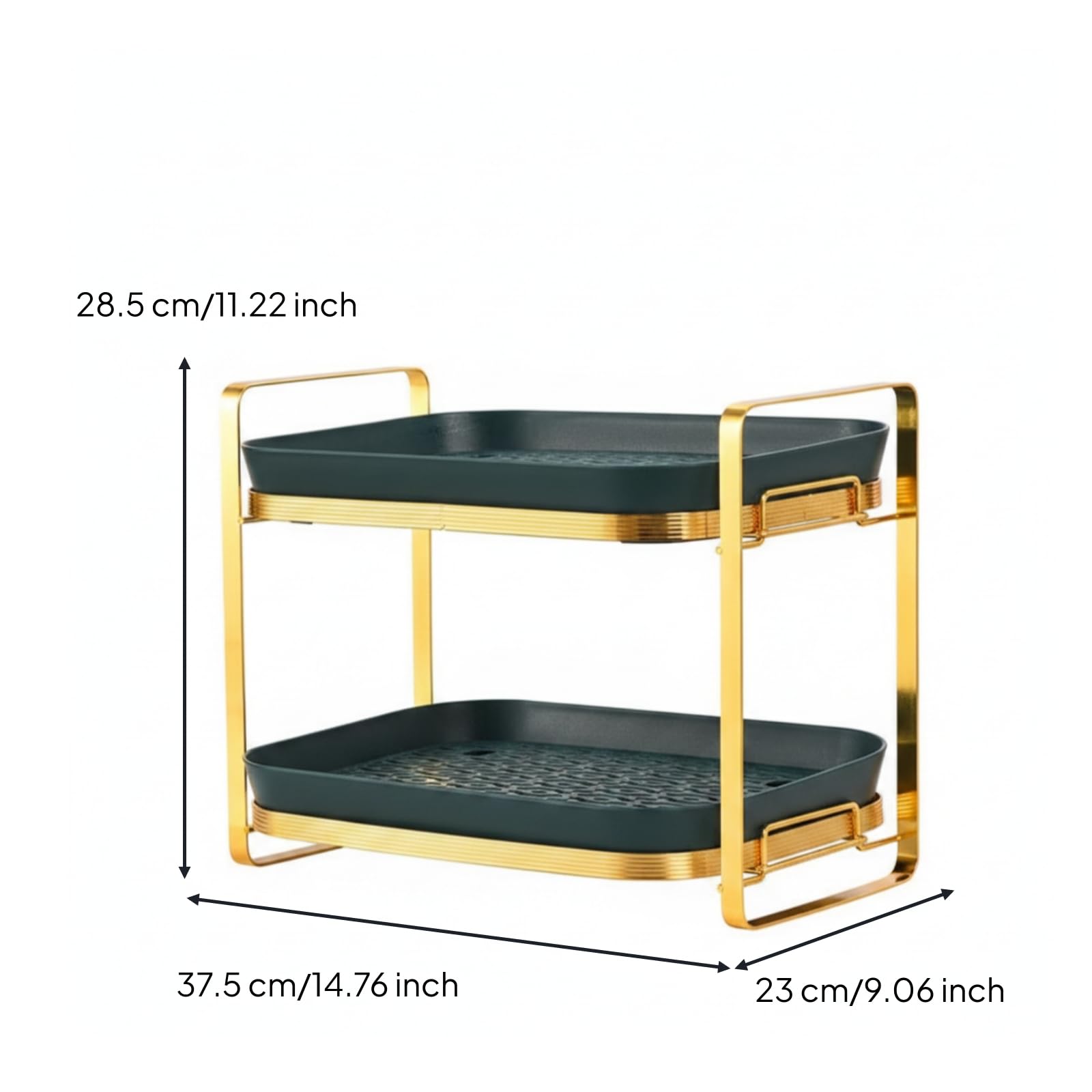 Scolabicchieri da Appoggio Staccabile Portabicchieri a Due Livelli Moderno Scolabicchiere per Cucina, Oro Brillante E Verde Scuro