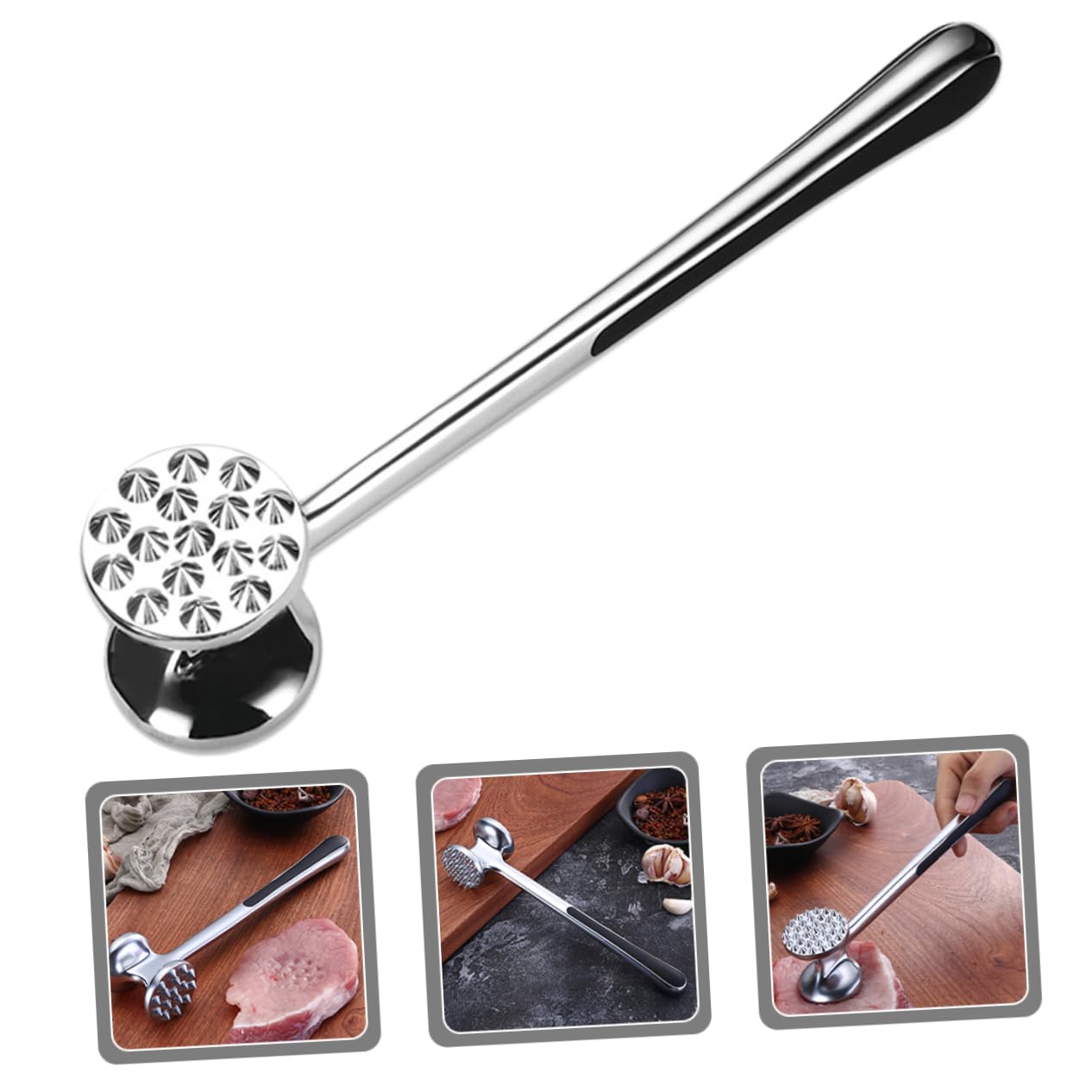 OUNONA 3 Stück Fleischzartmacher Doppelseitiger Hammer Ergonomischer Fleischklopfer für Steak Huhn Rind und zum Zartmachen und Plattieren für Nüsse und EIS Verwendbar