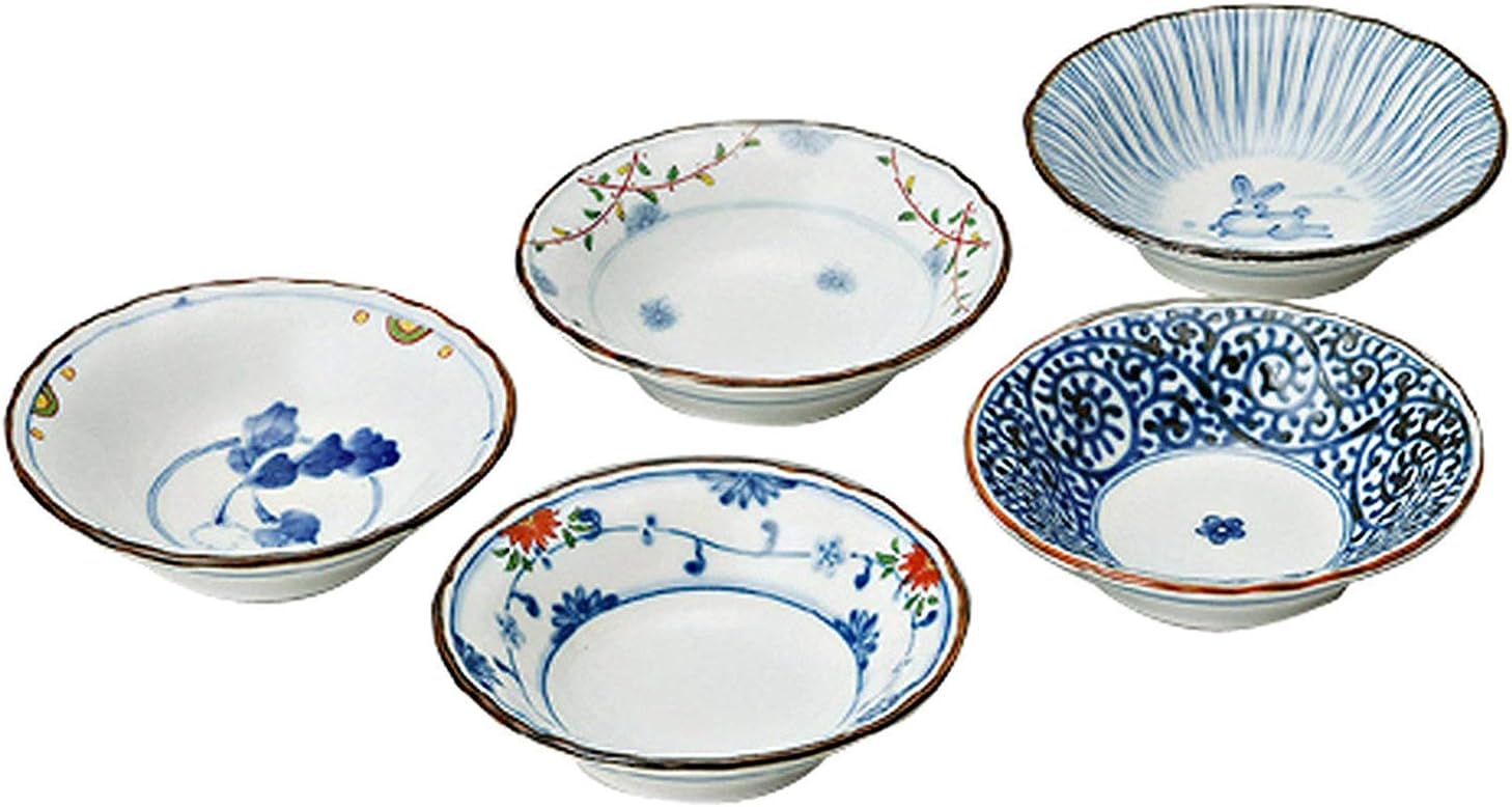 Saikai Pottery Traditional Japanese Nishiki Patterns Porcelain Plates (5 Plates Set) 31988 from Japan