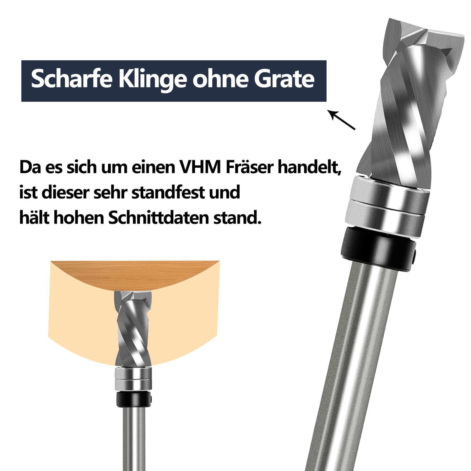 Bündigfräser Spiralfräser 8mm Schaft - Up&Down Kompression Spiralnutfräser, 12mm Schnittdurchmesser, 25.4mm Schnittlänge, mit Doppeltem Kugellager, Spiralgenutet OberfräSe Fräser für Holzfräser