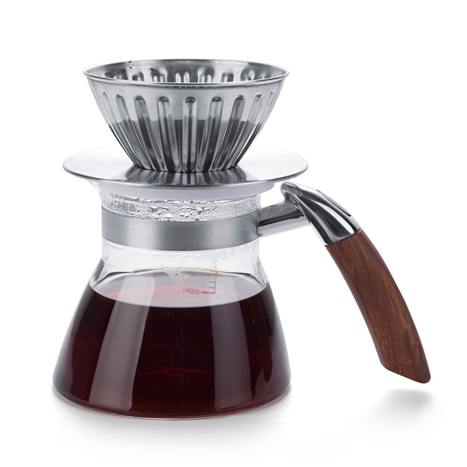 VINAMYCoffee filter Coffee Dripper And Pot Set For Coffee Filter Reusable Coffee Filters Anti-Scald Handle Coffee Maker Coffee Brewer